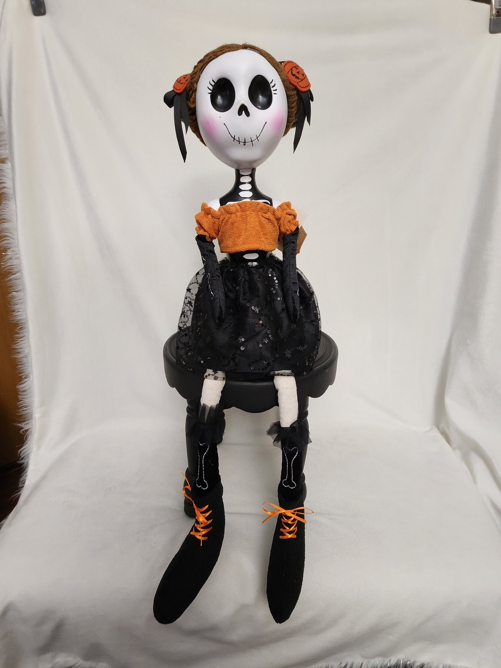 Halloween Day Of Dead Skeleton Doll Plush Ceramic Bean Bag Sitter